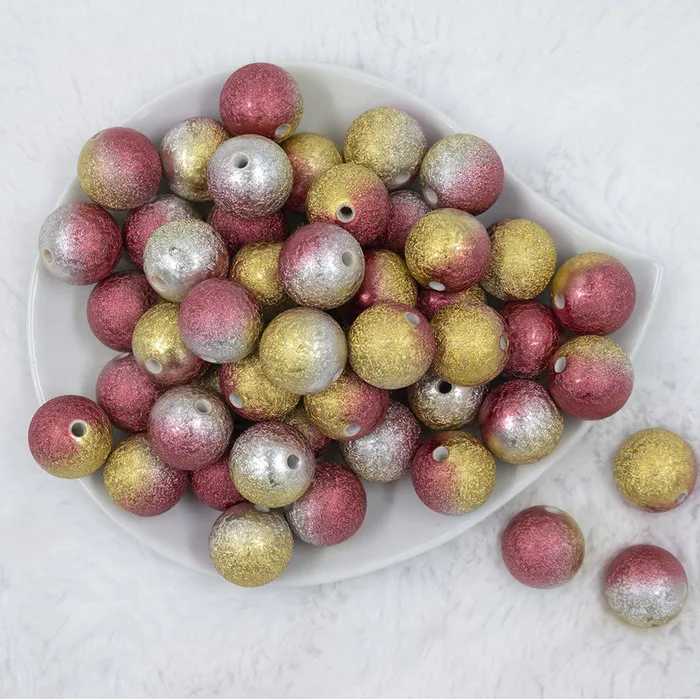 20mm Red Gold Silver Stardust Ombre Shimmer Bubblegum Beads The BumbleBead Company Earrings