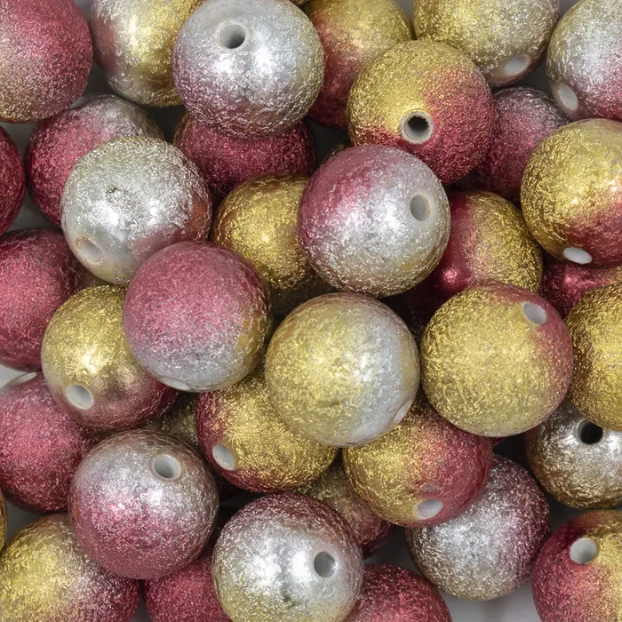 20mm Red Gold Silver Stardust Ombre Shimmer Bubblegum Beads The BumbleBead Company Earrings