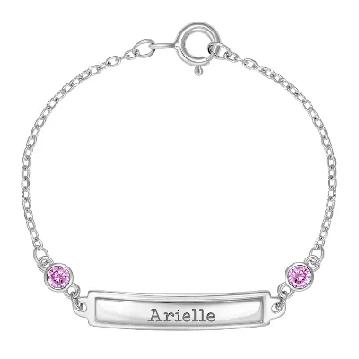925 Sterling Silver CZ Identification Tag Baby ID Bracelet Newborn 45 Baby ID Bracelets Bracelets