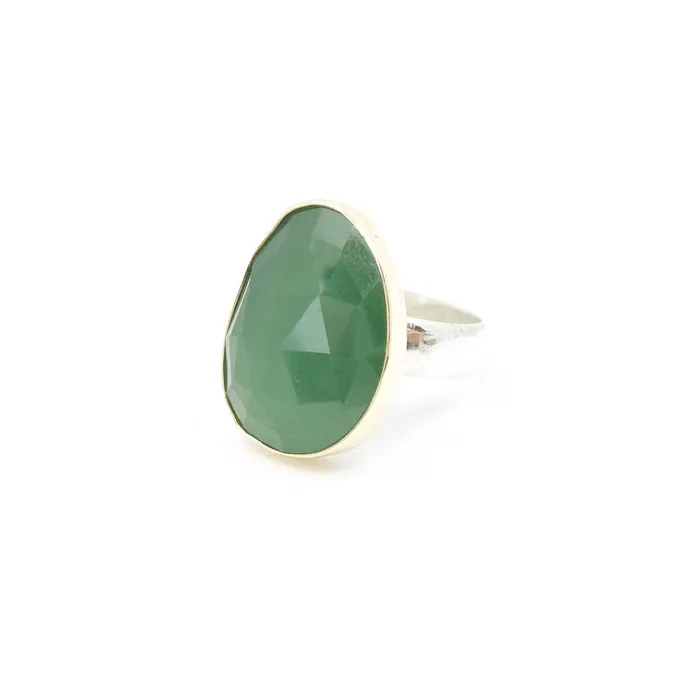 aliceeden Jade Rose Cut Gemstone Ring set in 9ct Gold Silver ABUNDANCE Rings