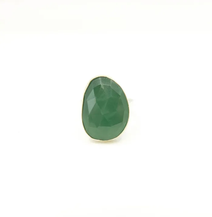 aliceeden Jade Rose Cut Gemstone Ring set in 9ct Gold Silver ABUNDANCE Rings