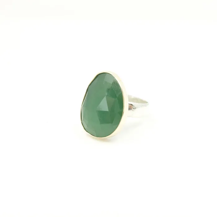 aliceeden Jade Rose Cut Gemstone Ring set in 9ct Gold Silver ABUNDANCE Rings