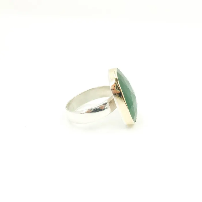 aliceeden Jade Rose Cut Gemstone Ring set in 9ct Gold Silver ABUNDANCE Rings