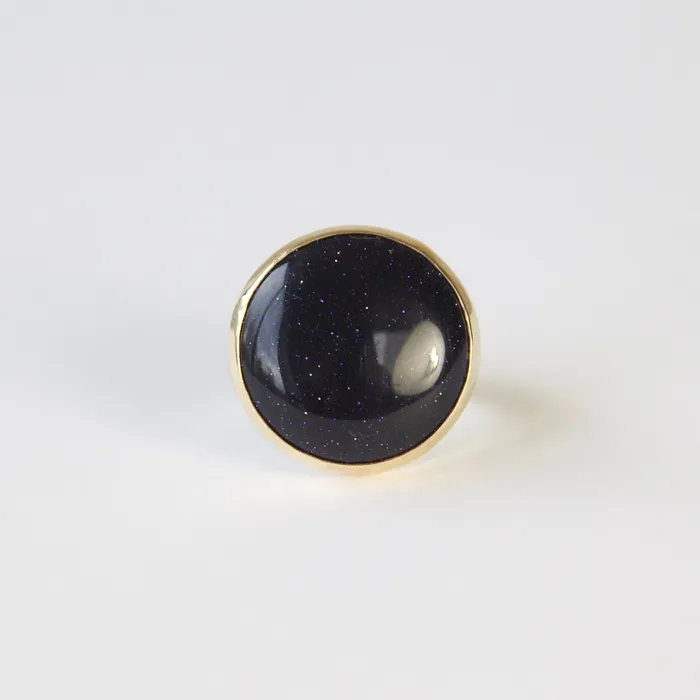 aliceeden Rings Blue Goldstone Gemstone Ring Set in 9ct Gold AMBITION
