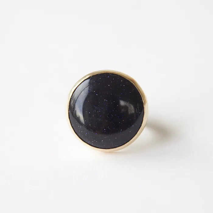 aliceeden Rings Blue Goldstone Gemstone Ring Set in 9ct Gold AMBITION