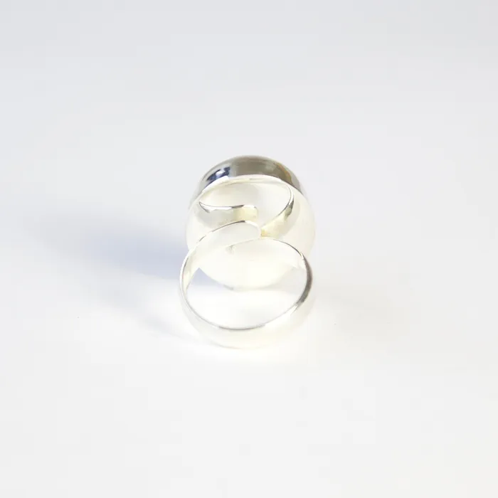 aliceeden Rings White Onyx Gemstone Ring Set in Sterling Silver with Adjustable band CALM