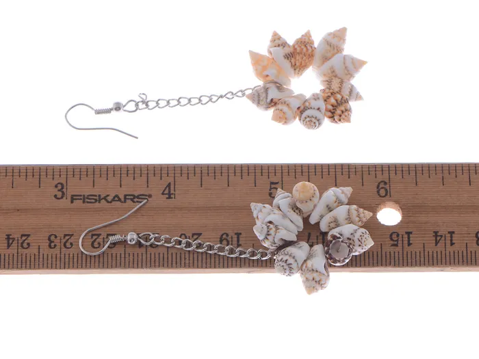 Alilang Earrings Sandy Tan Brown Colored Seashell Sea Shell Flower Design Drop Earrings Alilang Earrings Sandy Tan Brown Colored Seashell Sea Shell Flower Design Drop Earrings