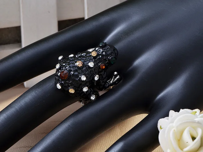 Alilang Ebony Dark Painted Enamel Eye Frog Toad Topaz Ring Rings Alilang Ebony Dark Painted Enamel Eye Frog Toad Topaz Ring Rings