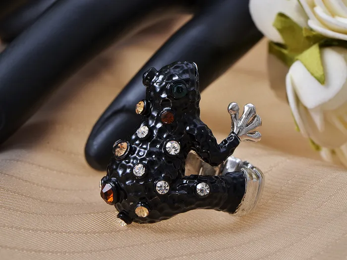 Alilang Ebony Dark Painted Enamel Eye Frog Toad Topaz Ring Rings Alilang Ebony Dark Painted Enamel Eye Frog Toad Topaz Ring Rings