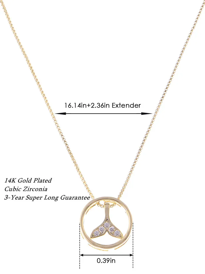 ALILANG Fishtail Round Pendant Necklace for Women 14K Gold Plated Cubic Zirconia Crystals Mermaid Tail Circle Pendant for Women Alilang Necklaces ALILANG Fishtail Round Pendant Necklace for Women 14K Gold Plated Cubic Zirconia Crystals Mermaid Tail Circle Pendant for Women Alilang Necklaces