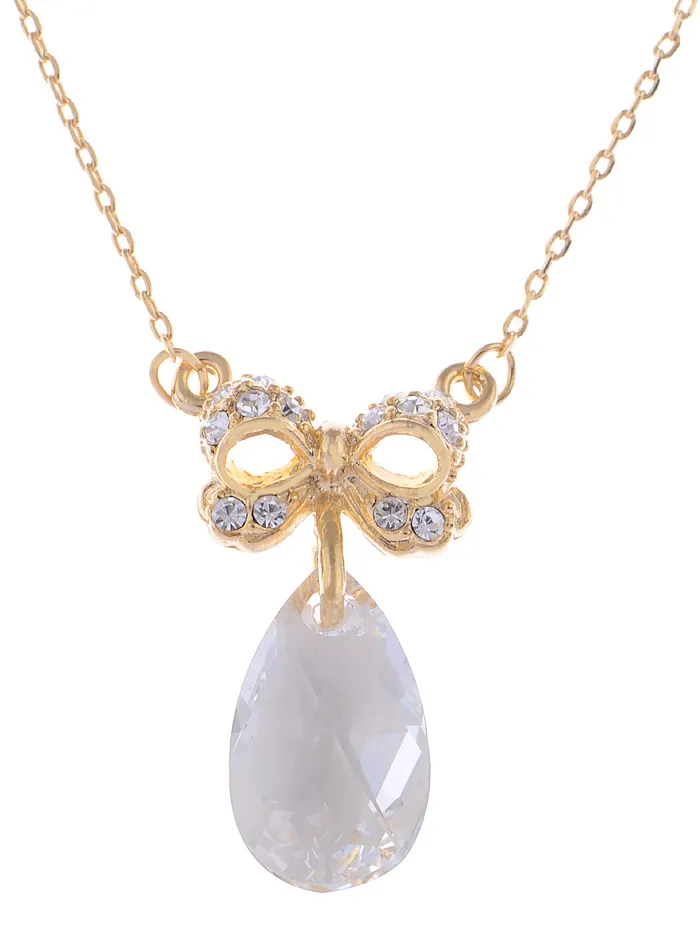 Alilang Necklaces Swarovski Crystal Bow Tear Drop Gem Pendant Necklace