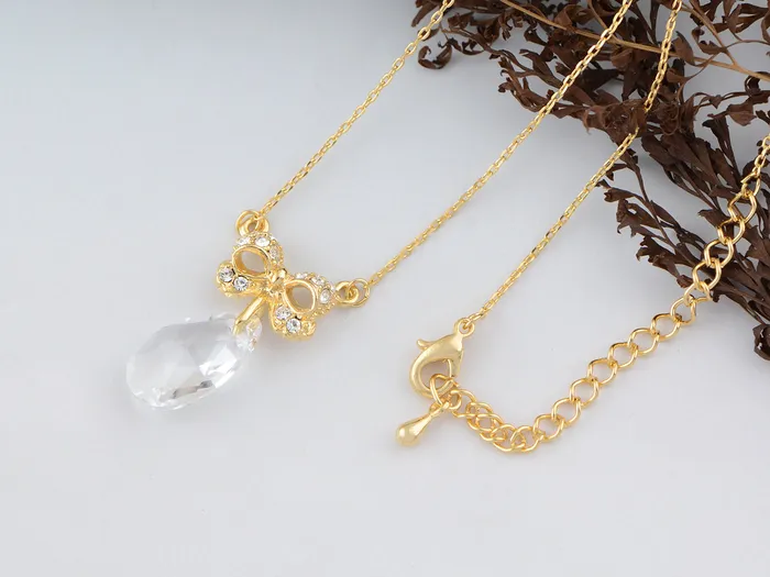 Alilang Necklaces Swarovski Crystal Bow Tear Drop Gem Pendant Necklace Alilang Necklaces Swarovski Crystal Bow Tear Drop Gem Pendant Necklace