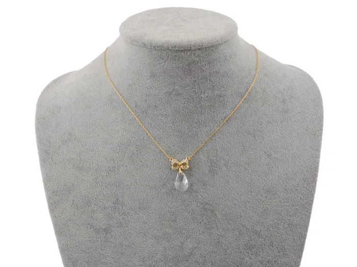 Alilang Necklaces Swarovski Crystal Bow Tear Drop Gem Pendant Necklace Alilang Necklaces Swarovski Crystal Bow Tear Drop Gem Pendant Necklace