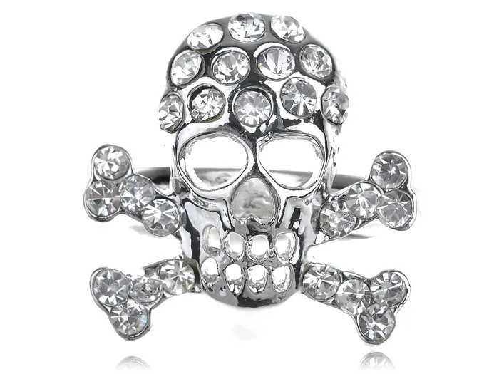 Alilang Rings Anarchy Pirate Death Skull Bone Cross Biker Ring