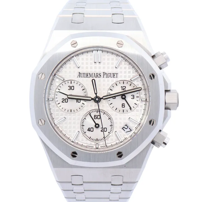 Audemars Piguet Royal Oak 50th Anniversary 41mm White Chronograph Dial Watch Reference 26240STOO1320ST03 Happy Jewelers Watches Audemars Piguet Royal Oak 50th Anniversary 41mm White Chronograph Dial Watch Reference 26240STOO1320ST03 Happy Jewelers Watches