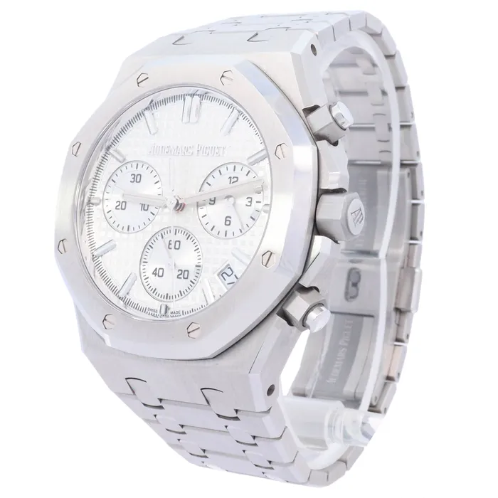 Audemars Piguet Royal Oak 50th Anniversary 41mm White Chronograph Dial Watch Reference 26240STOO1320ST03 Happy Jewelers Watches