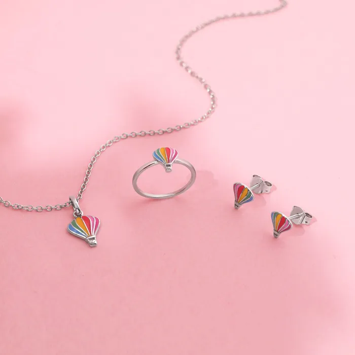 Baby Final Sale Rings Hot Air Balloon Size 35 Baby Toddler Kids Ring Enamel Sterling Silver