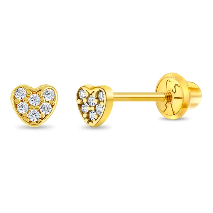 Baby Screw Back Earrings 14k Gold Tiny Pave CZ Heart 3mm Baby Toddler Kids Earrings Safety Screw Back Earrings Baby Screw Back Earrings 14k Gold Tiny Pave CZ Heart 3mm Baby Toddler Kids Earrings Safety Screw Back Earrings