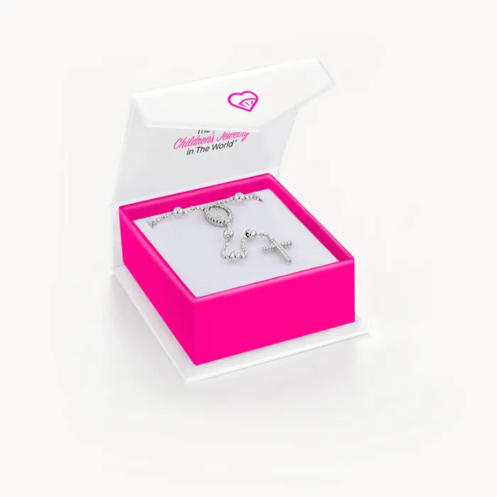 Ball Chain Rosary Cross Toddler Kids Girls PendantNecklace Religious Sterling Silver Kids Necklaces Pendants Necklaces