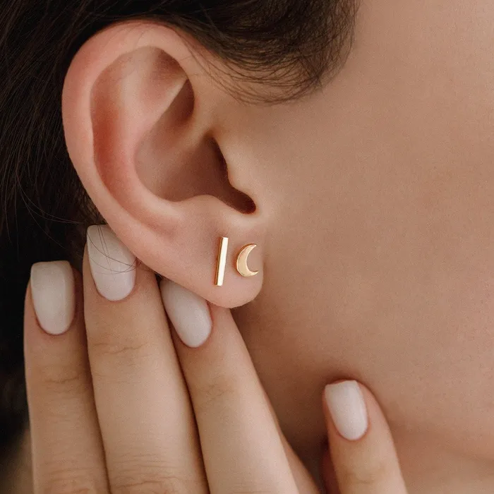 Bar Stud Earrings Gelin Diamond Earrings
