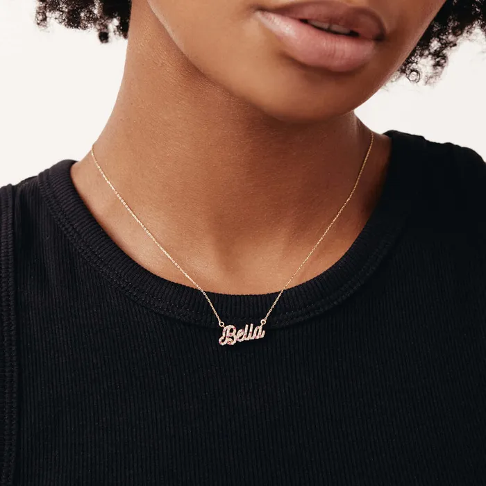 Birthstone Diamond Pave Name Necklace Gelin Diamond Necklaces