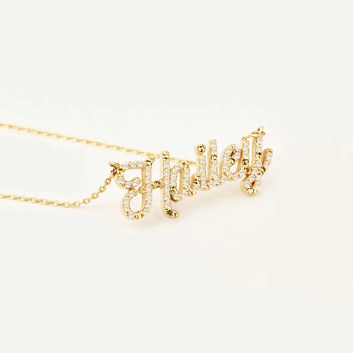 Birthstone Diamond Pave Name Necklace Gelin Diamond Necklaces
