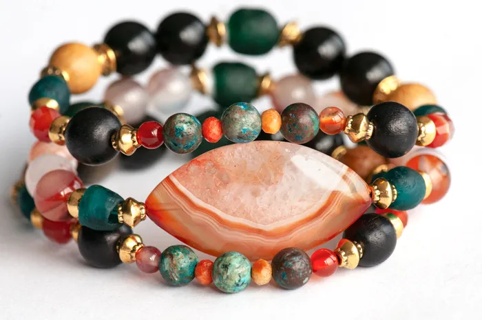 Bracelets Fierce Lynx Designs Voyage to Nairobi Carnelian and Obsidian Bracelet Set