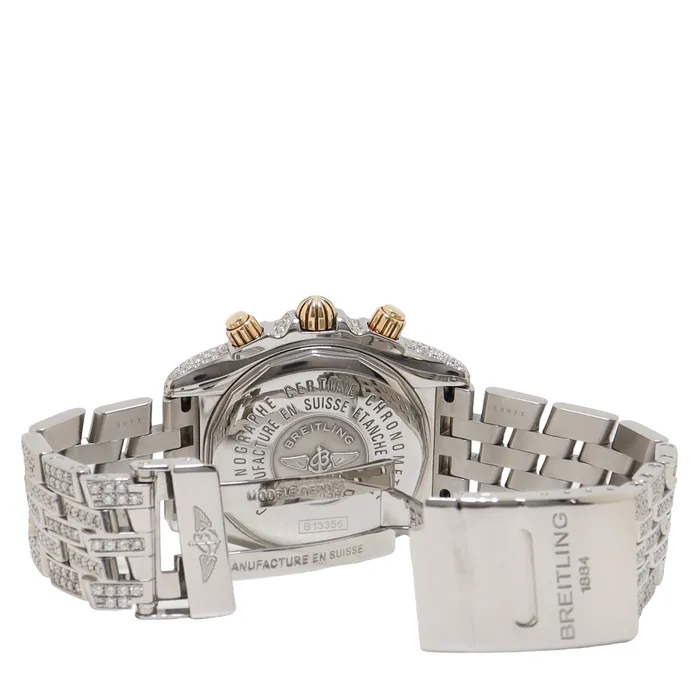 Breitling Evolution Chronomat Diamond Watch with Mother of Pearl Diamond Dial Watch Reference B13356 Happy Jewelers Watches