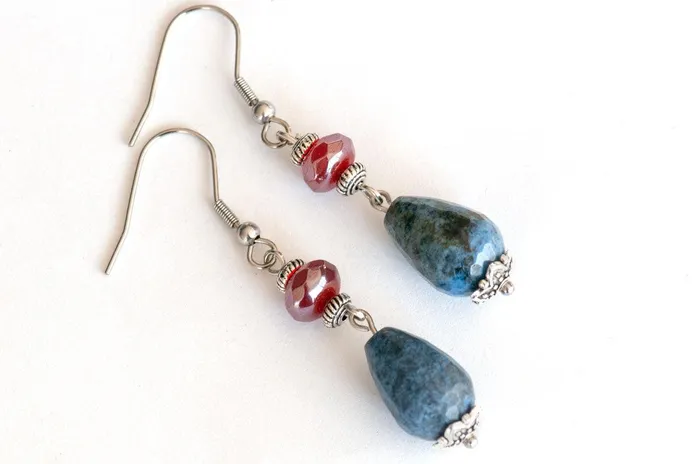 Carnelian Dumortierite Drop Earrings Fierce Lynx Designs Earrings