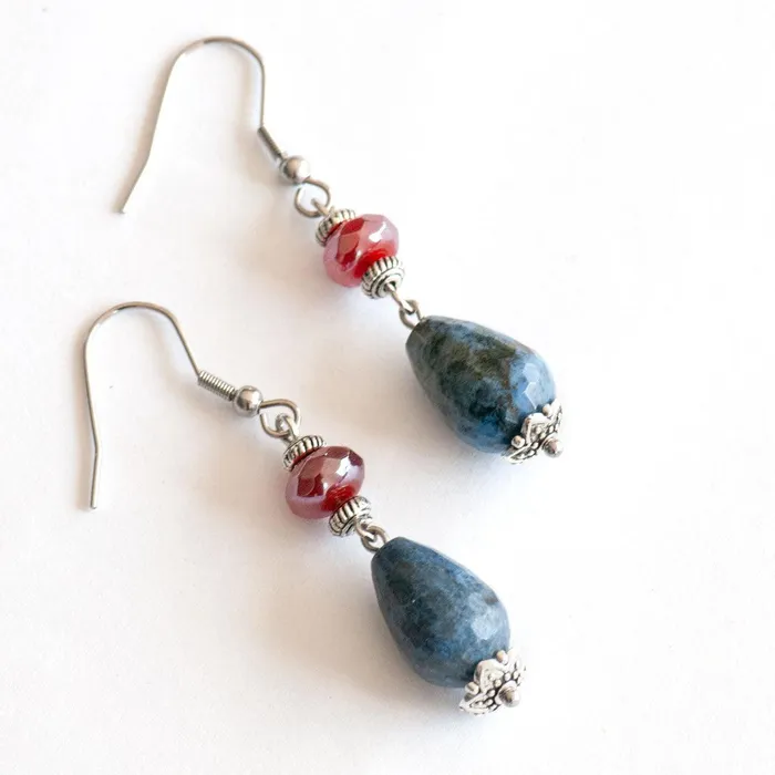 Carnelian Dumortierite Drop Earrings Fierce Lynx Designs Earrings