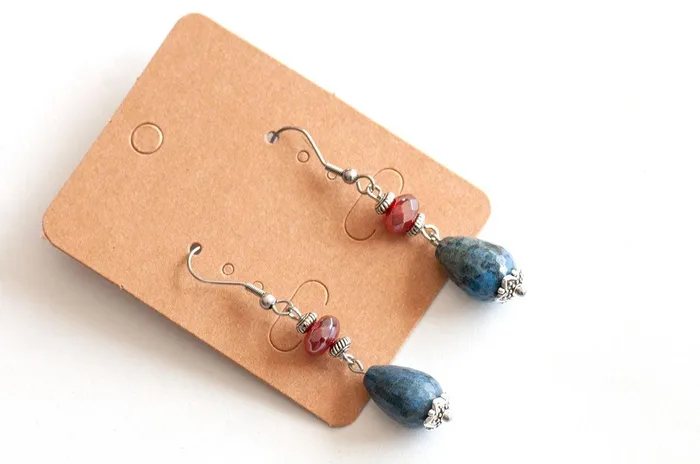 Carnelian Dumortierite Drop Earrings Fierce Lynx Designs Earrings