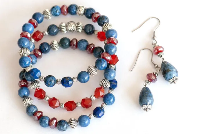Carnelian Dumortierite Drop Earrings Fierce Lynx Designs Earrings