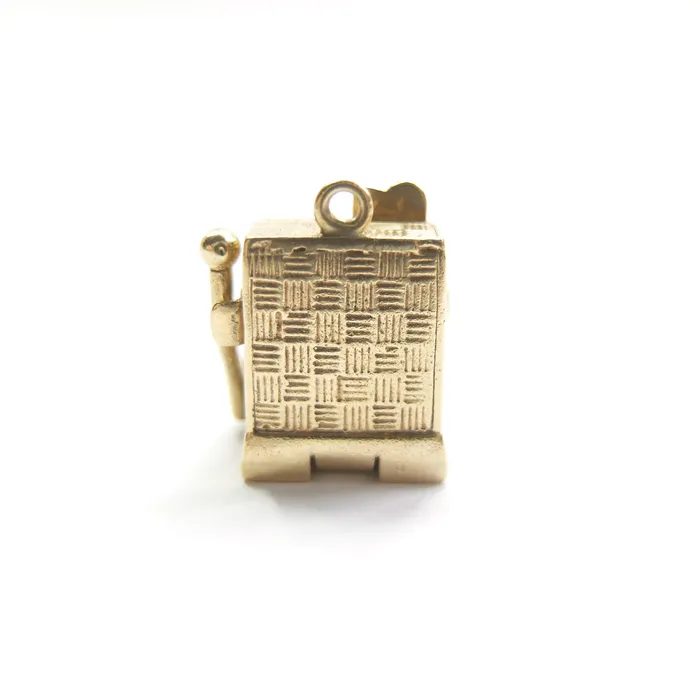 Charm Necklaces aliceeden Vintage 9ct Gold Fruit Machine Charm with Pull Handle