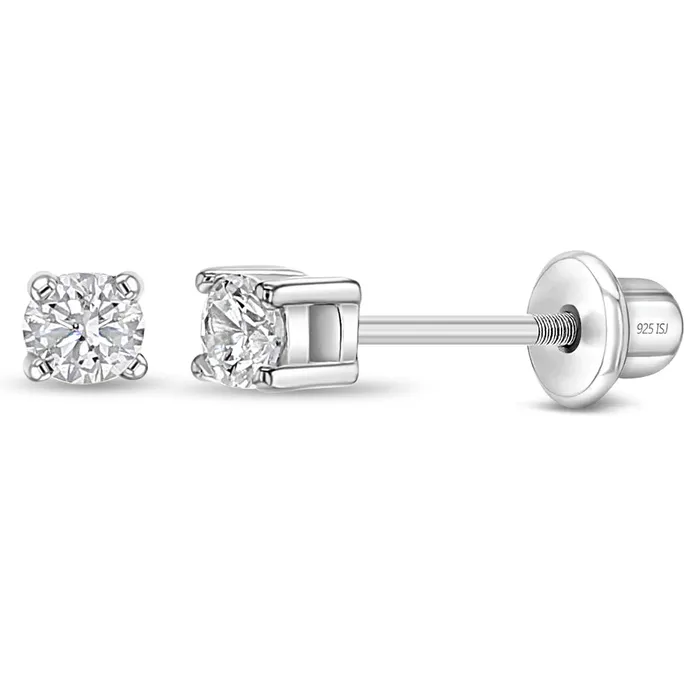 Classic Setting Solitaire 25mm Baby Toddler Kids Earrings Screw Back Sterling Silver Kids Screw Back Earrings Earrings Classic Setting Solitaire 25mm Baby Toddler Kids Earrings Screw Back Sterling Silver Kids Screw Back Earrings Earrings