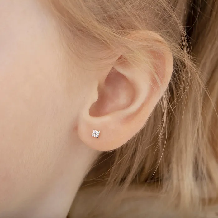 Classic Setting Solitaire 25mm Baby Toddler Kids Earrings Screw Back Sterling Silver Kids Screw Back Earrings Earrings