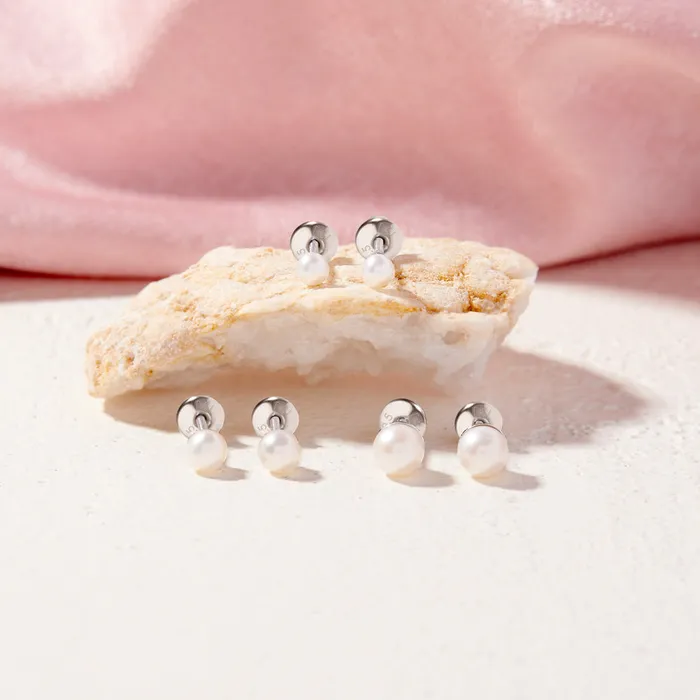 Classic Simulated Pearl White 35mm Kids Earrings Screw Back Sterling Silver Baby Screw Back Earrings Earrings