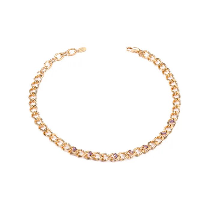 Classic Thick Chain Necklace with Rectangular Crystals Refined by AnnaKaci Necklaces Classic Thick Chain Necklace with Rectangular Crystals Refined by AnnaKaci Necklaces