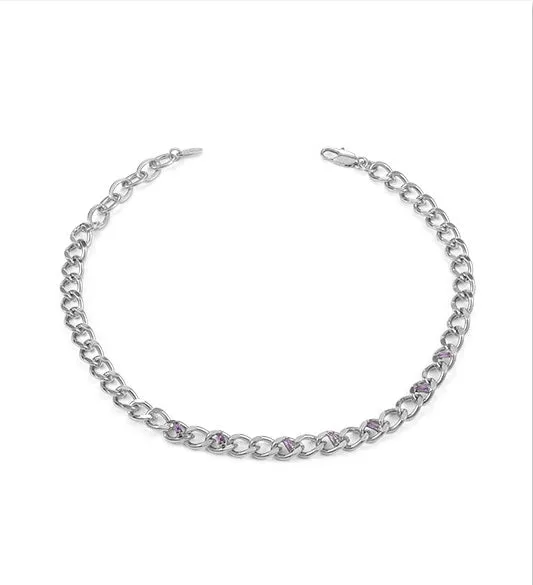Classic Thick Chain Necklace with Rectangular Crystals Refined by AnnaKaci Necklaces Classic Thick Chain Necklace with Rectangular Crystals Refined by AnnaKaci Necklaces