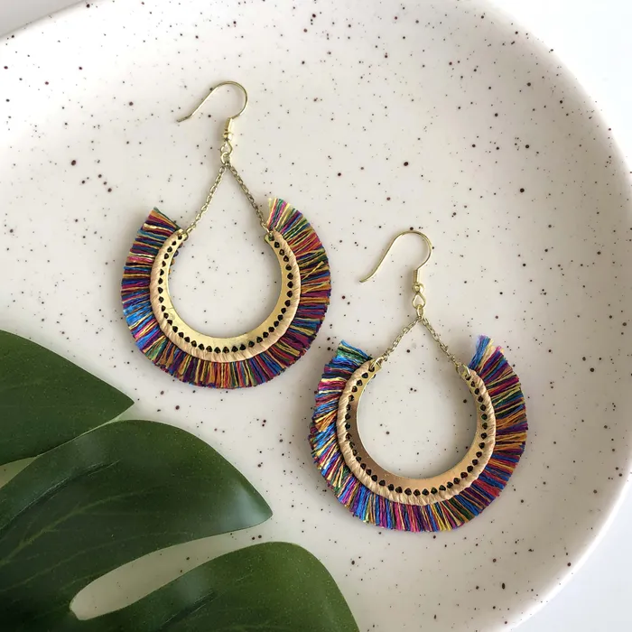 Contoured Fringe Earrings Multi WorldFinds Earrings
