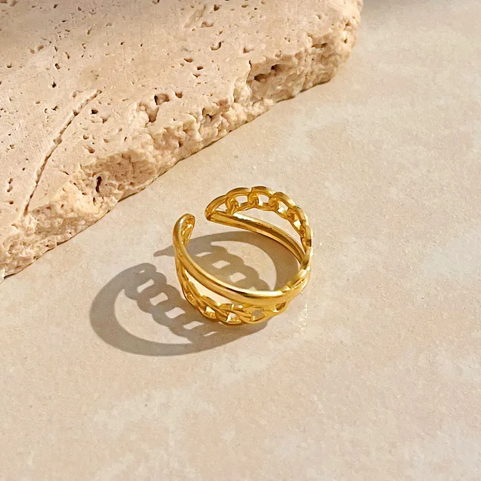 Crossing Chain 18K GoldPlated Ring Refined by AnnaKaci Rings