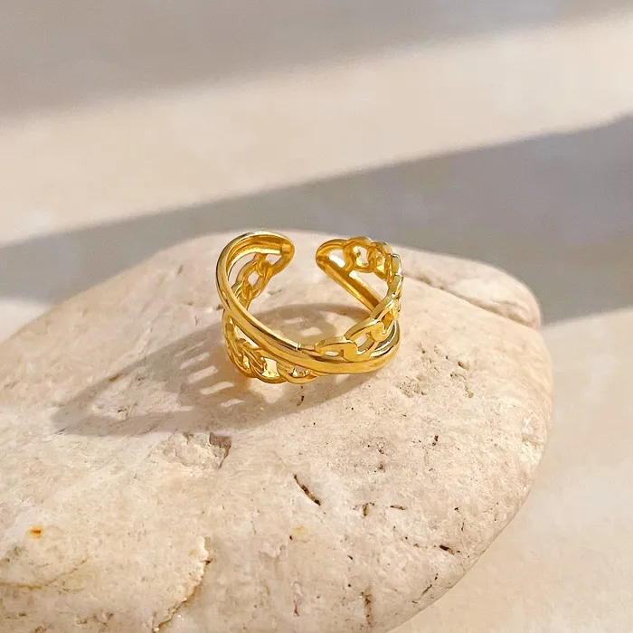 Crossing Chain 18K GoldPlated Ring Refined by AnnaKaci Rings Crossing Chain 18K GoldPlated Ring Refined by AnnaKaci Rings
