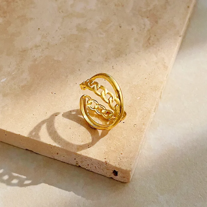 Crossing Chain 18K GoldPlated Ring Refined by AnnaKaci Rings Crossing Chain 18K GoldPlated Ring Refined by AnnaKaci Rings