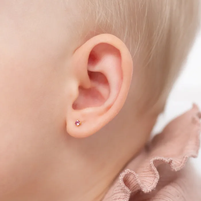 Earrings Baby Screw Back Earrings 14k Gold 4 Prong CZ Solitaire 23mm Baby Toddler Kids Earrings Safety Screw Back