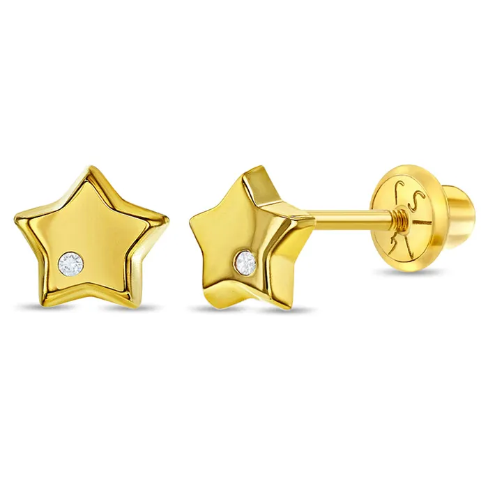 Earrings Baby Screw Back Earrings 14k Gold Genuine Diamond Star Baby Toddler Kids Earrings Safety Screw Back Earrings Baby Screw Back Earrings 14k Gold Genuine Diamond Star Baby Toddler Kids Earrings Safety Screw Back