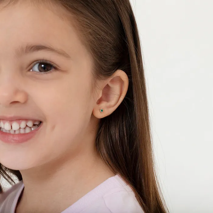 Earrings Baby Screw Back Earrings 14k White Gold Bezel Set Cubic Zirconia 3mm Baby Toddler Kids Earrings Safety Screw Back