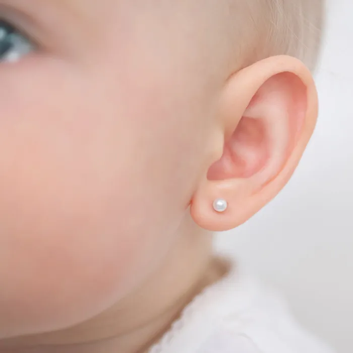 Earrings Baby Screw Back Earrings Classic Freshwater Cultured Pearl 35mm Kids Childrens Girls Earrings Screw Back Sterling Silver