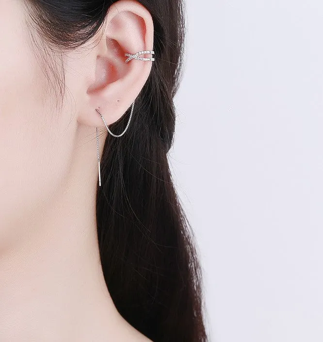 Earrings Cross XShaped Tassel 925 Sterling Silver Loop Earrings Refined by AnnaKaci Earrings Cross XShaped Tassel 925 Sterling Silver Loop Earrings Refined by AnnaKaci