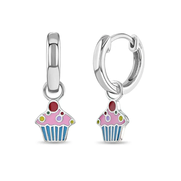 Earrings Kids Hoop Earrings Cupcake Dangle 9mm Kids Childrens Girls Earrings HoopHuggie Enamel Sterling Silver Earrings Kids Hoop Earrings Cupcake Dangle 9mm Kids Childrens Girls Earrings HoopHuggie Enamel Sterling Silver