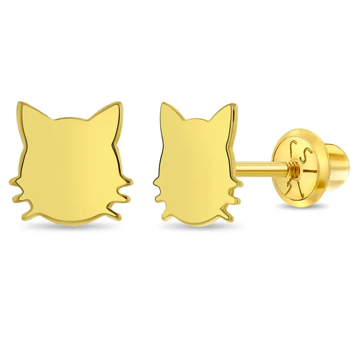 Earrings Kids Screw Back Earrings 14k Gold Polished Kitty Kids Childrens Girls Earrings Safety Screw Back Earrings Kids Screw Back Earrings 14k Gold Polished Kitty Kids Childrens Girls Earrings Safety Screw Back