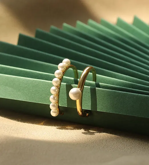 Earrings Refined by AnnaKaci Pearl Embellished Gold Ear Cuff